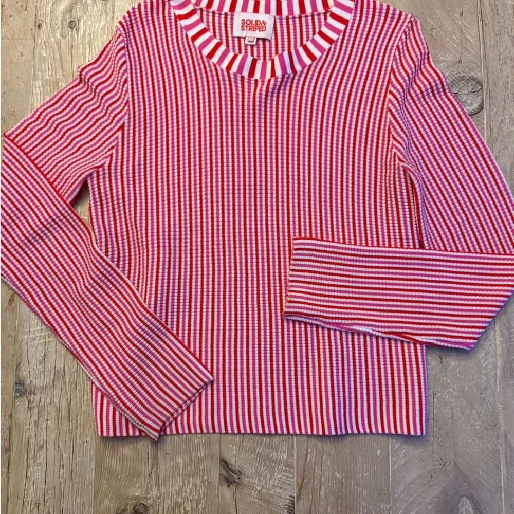 SOLID & STRIPED Red and White Long Sleeve Tee